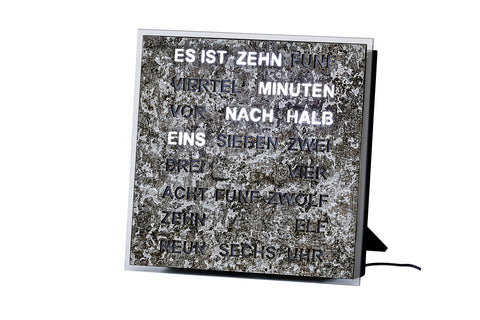 AMS 1236 Wortuhr – Elegante LED-Wanduhr Metallic Quarz