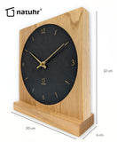 Tischuhr Ortler Dolomiten Gran Sasso Säntis Eiche Massivholz Schiefer Steinuhr Natuhr - www.wanduhr.de
