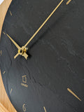 Tischuhr Ortler Dolomiten Gran Sasso Säntis Eiche Massivholz Schiefer Steinuhr Natuhr - www.wanduhr.de