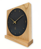 Tischuhr Ortler Dolomiten Gran Sasso Säntis Eiche Massivholz Schiefer Steinuhr Natuhr - www.wanduhr.de