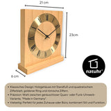 Natuhr Wanduhr Tischuhr - Roman - Holzuhr aus massivem Eichenholz im modernen Stil mit Metallreif - Eiche geölt - www.wanduhr.de