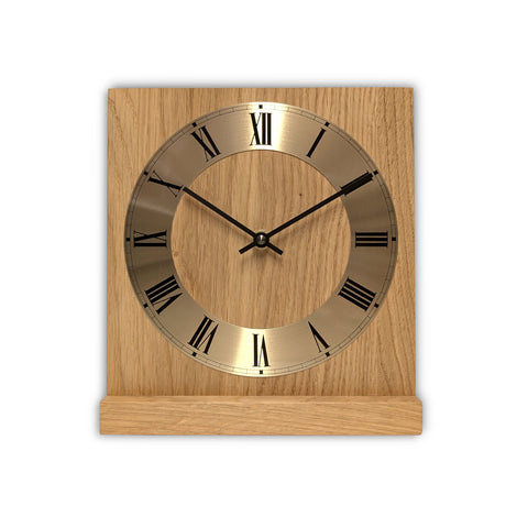 Natuhr Wanduhr Tischuhr - Roman - Holzuhr aus massivem Eichenholz im modernen Stil mit Metallreif - Eiche geölt - www.wanduhr.de