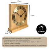 Natuhr Wanduhr Tischuhr - Roman - Holzuhr aus massivem Eichenholz im modernen Stil mit Metallreif - Eiche geölt - www.wanduhr.de