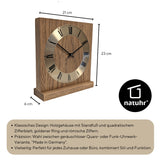Natuhr Wanduhr Tischuhr - Roman - Holzuhr aus massivem Eichenholz im modernen Stil mit Metallreif - Eiche geölt - www.wanduhr.de