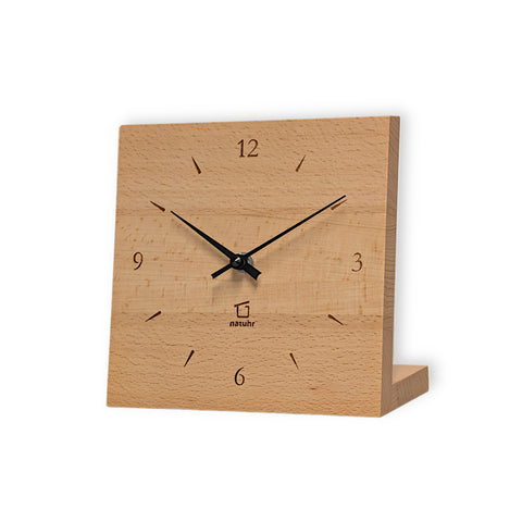 Tischuhr Knick Zifferblatt massiv Buche Holz - www.wanduhr.de