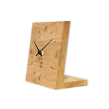 Tischuhr Knick massive Eiche geölt Holz Zifferblatt - www.wanduhr.de