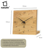 Tischuhr Knick massive Eiche geölt Holz Zifferblatt - www.wanduhr.de