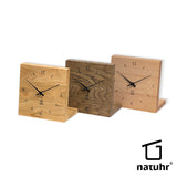 Tischuhr Knick massive Eiche geölt Holz Zifferblatt - www.wanduhr.de