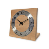 Natuhr Tischuhr Buche Holz - Knick - Massivholz Design - silberner Metall Zahlenreif