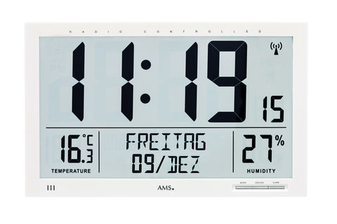 AMS Digitale Funkuhr Wanduhr Wetterstation - www.wanduhr.de