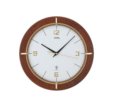 AMS Wanduhr Nussbaum Circle Gold - www.wanduhr.de