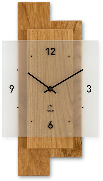 Wanduhr aus Eiche massiv & Mineralglas geräuscharm - Eichwald - Natuhr® - www.wanduhr.de