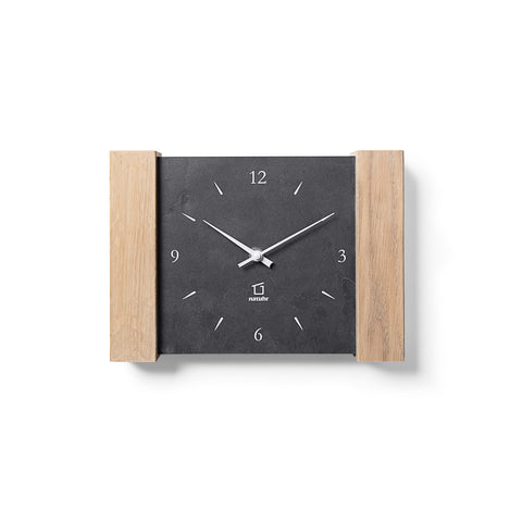 Wanduhr / Tischuhr Eiche Massivholz mit Schiefer - Natuhr Ⓡ - www.wanduhr.de