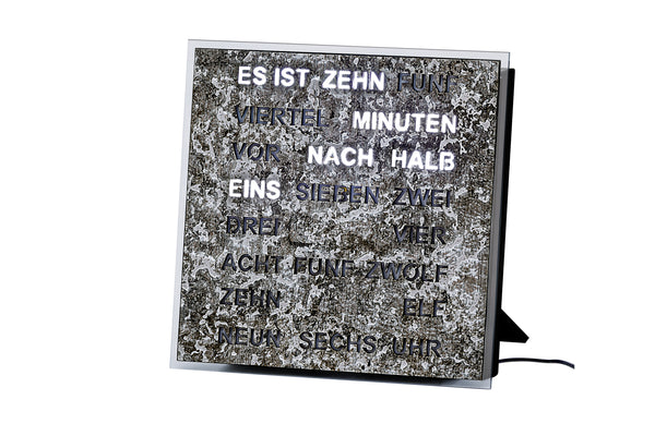 AMS 1236 Wortuhr – Elegante LED-Wanduhr Metallic Quarz