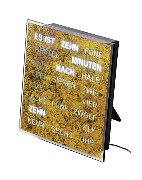AMS 1240 Wortuhr – Elegante LED-Wanduhr Wurzelstruktur