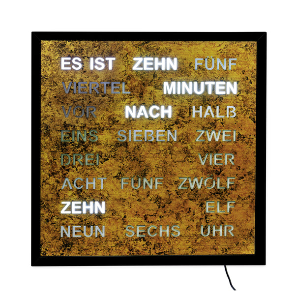 AMS 1273 Wortuhr – Elegante LED-Wanduhr Wurzelstruktur XL