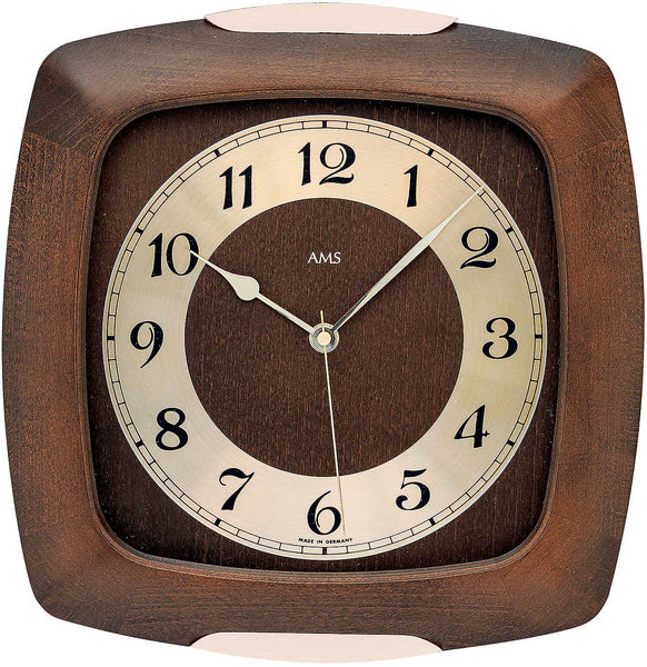 AMS Wanduhr Holz 5804/1 Nussbaum - www.wanduhr.de