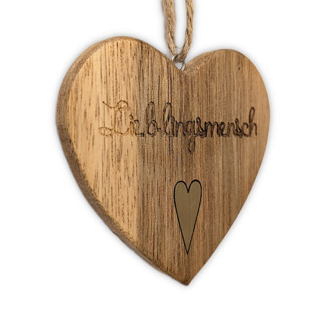 Holzstern Anhänger "Lieblingsmensch" handgearbeitet und lasergraviert - Größe ohne Kordel ca. 8 x 8 x 1 cm - www.wanduhr.de