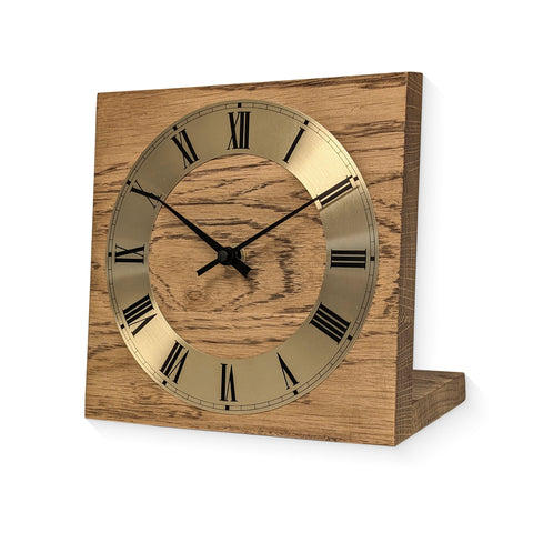 Tischuhr Knick massive Räuchereiche Holz - www.wanduhr.de