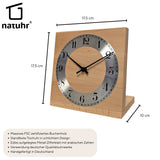Natuhr Tischuhr Buche Holz - Knick - Massivholz Design - silberner Metall Zahlenreif