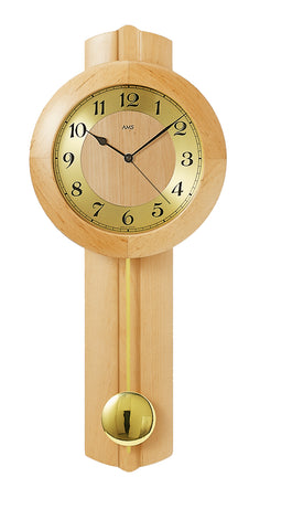 AMS Klassische Pendelwanduhr Holz - www.wanduhr.de