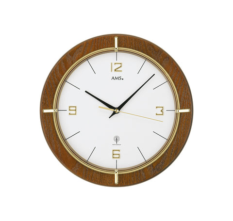 AMS Wanduhr Nussbaum Circle Gold - www.wanduhr.de