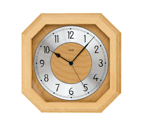 AMS Wanduhr Oktagon Holz - www.wanduhr.de