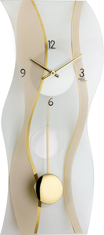 AMS Elegante Pendeluhr Glas geschwungen - www.wanduhr.de