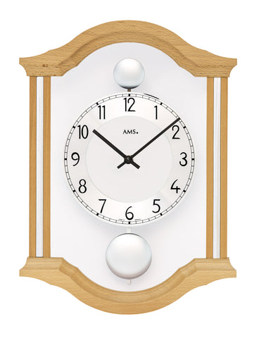 AMS Stilvolle Doppelpendeluhr Holz Glas - www.wanduhr.de