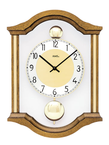 AMS Stilvolle Doppelpendeluhr Holz Glas - www.wanduhr.de