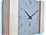 Wanduhr / Tischuhr Eiche Massivholz mit Schiefer - Natuhr Ⓡ - www.wanduhr.de